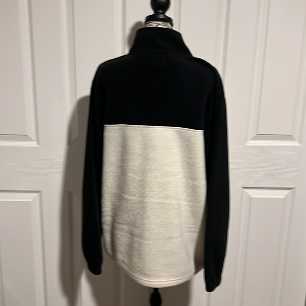 Obey Channel White & Black Mock Neck Fleece Sweatshirt - Picture 3 of 4
